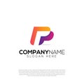 Vector gradient P letter love logo design