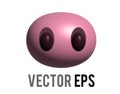 Vector gradient pink snout, nose of cute pig 3D icon with two black nostrils