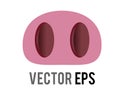 Vector gradient pink snout, nose of cute pig icon with two black nostrils Royalty Free Stock Photo