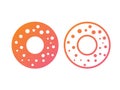 Vector gradient pink to orange junk food donut dessert cake line icon