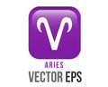 Vector gradient purple Aries astrological sign icon in the Zodiac,  represents a ram Royalty Free Stock Photo