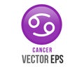 Vector gradient purple Cancer astrological sign icon in the Zodiac,  represents Crab.Vector gradient purple Scorpio astrological Royalty Free Stock Photo