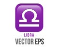 Vector gradient purple Libra astrological sign icon in the Zodiac, represents weighing scales