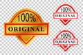 Vector Gradient Red and Golden Badge and Rubber Stamp, 100% Original, at transparent effect background Royalty Free Stock Photo
