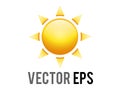 Vector gradient shinny orange sun or hot weather icon with eight triangular rays