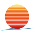 Vector of gradient sunset and sea wave