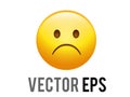 Vector gradient yellow afraid,  disappointed and upset face icon Royalty Free Stock Photo