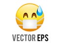 Vector gradient yellow careless face icon with blue sweat and mask Royalty Free Stock Photo