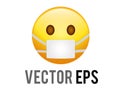 Vector gradient yellow careless face icon with wearing protect mask Royalty Free Stock Photo