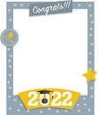 Vector of 2022 Graduate Photo Frame in gray and yellow color. Congratulatory photoboth and selfie concept at the end of college or