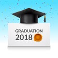Vector graduation 2018 ceremony with education hat. Graduate concept Royalty Free Stock Photo