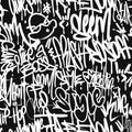 Vector graffiti tags seamless pattern, print design.