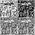 Vector graffity tags seamless patterns set on black, gray and white background Royalty Free Stock Photo