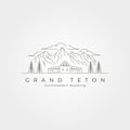 vector of grand teton national park line art logo minimal illustration design with barn design