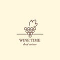 Vector grape vine and wine bottles, logo design template.