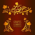 Vector grapes elements Royalty Free Stock Photo