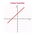 Vector graph or chart of linear function. The mathematical operation, basic function. Graph with grid and coordinates.