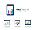 Vector graph and phone logo combination. Chart and mobile symbol or icon. Unique finance and growth logotype design
