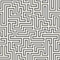 Vector graphic abstract geometry maze pattern. black and white seamless geometric labyrinth background