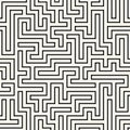 Vector graphic abstract geometry maze pattern. black and white seamless geometric labyrinth background