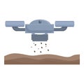 Vector graphic of an agricultural drone distributing seeds over soil