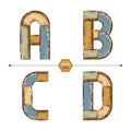 Vector graphic alphabet in a set ABCD Royalty Free Stock Photo