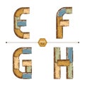 Vector graphic alphabet in a set EFGH