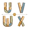 Vector graphic alphabet in a set UVWX Royalty Free Stock Photo