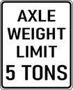Vector Graphic Of A Black Axle Weight Limit MUTCD Highway Sign. It Consists Of The Wording Axle Weight Limit 5 Tons Contained In A