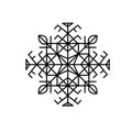 Vector graphic black snowflace on white background. Beautiful element for your winter and Christmas decor, design. Geometric eleme