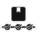 Vector graphic of a bookmarked square above a checkmark progress tracker