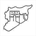 Syria Map With Broken Ancient Column One Line Vector Icon For News Royalty Free Stock Photo