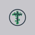 Creeper leaf cross logo vector.