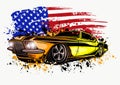 Vector graphic design illustration of an American muscle car Royalty Free Stock Photo