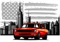 Vector graphic design illustration of an American muscle car Royalty Free Stock Photo