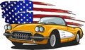 Vector graphic design illustration of an American muscle car Royalty Free Stock Photo