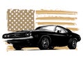 Vector graphic design illustration of an American muscle car Royalty Free Stock Photo