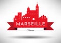 Vector Graphic Design of Marseille City Skyline Royalty Free Stock Photo