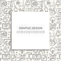 Vector graphic design seamless pattern with grey linear icons. Line style designer background with place for text.