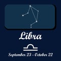 Vector graphic design for the zodiac sign for Libra the scales. Ruling planet: Venus. Characteristics: balanced, diplomatic,