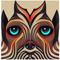 vector graphic of dog face in tribal style