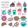 Vector illustration. Set of cute and fun ice cream stickers, badges, icons. Royalty Free Stock Photo