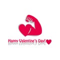 Vector graphic flat icon Athlete sportsman bodybuilder and a red heart. The concept of a healthy lifestyle and strength