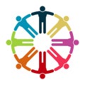 Vector graphic group connection logo.Eight people in the circle.logo team work