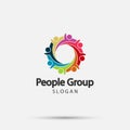 Vector graphic group connection logo.Eight people in the circle.logo team work