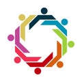 Vector graphic group connection logo.Eight people in the circle.logo team work