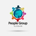 Vector graphic group connection logo.Eight people in the circle.logo team work,Vector illustration