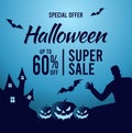 Vector graphic of Halloween super sale good for Halloween super sale celebration. Royalty Free Stock Photo