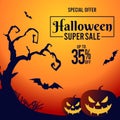 Vector graphic of Halloween super sale good for Halloween super sale celebration. Royalty Free Stock Photo
