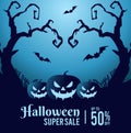 Vector graphic of Halloween super sale good for Halloween super sale celebration. Royalty Free Stock Photo